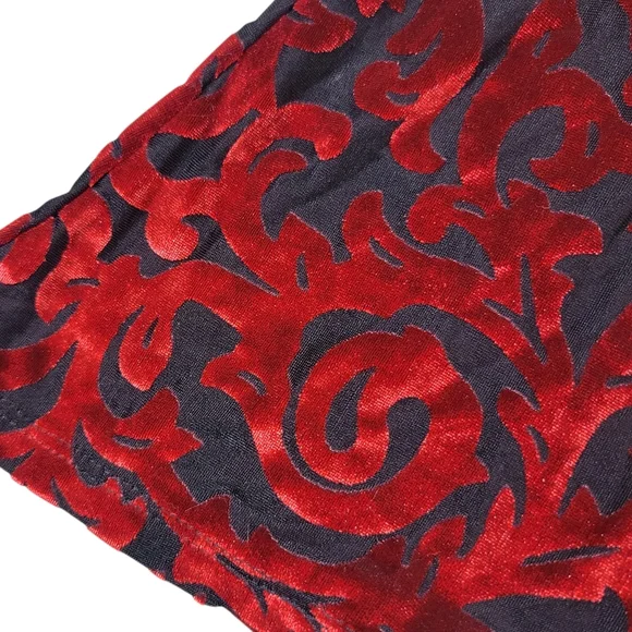 Ruby Rd Velvet Burnout Blouse Women L Red Cowl Neck Gothic Romantic Dark Baroque - Picture 4 of 7